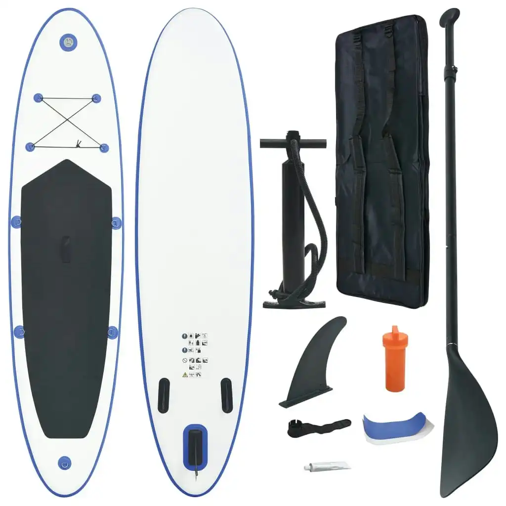 Inflatable Stand Up Paddleboard Set Blue and White 91582