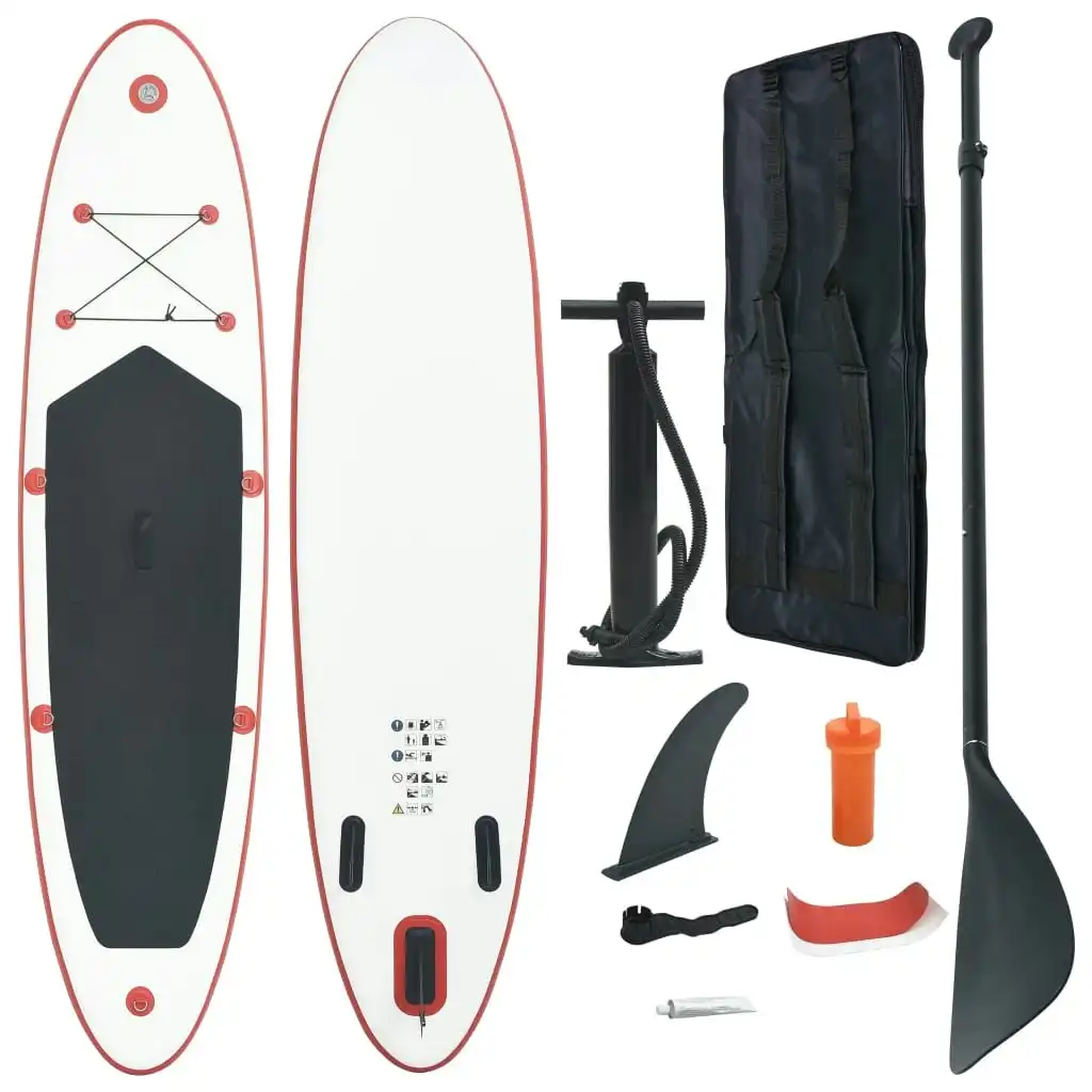 Stand Up Paddle Board Set SUP Surfboard Inflatable Red and White 90632