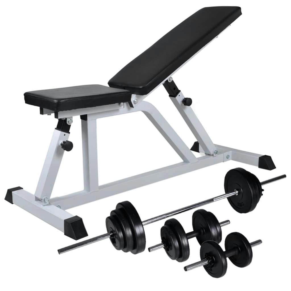 Workout Bench with Barbell and Dumbbell Set 30.5 kg 275350