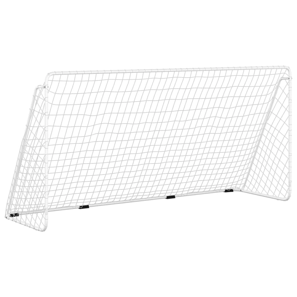 Football Goal with Net White 366x122x182 cm Steel 93371