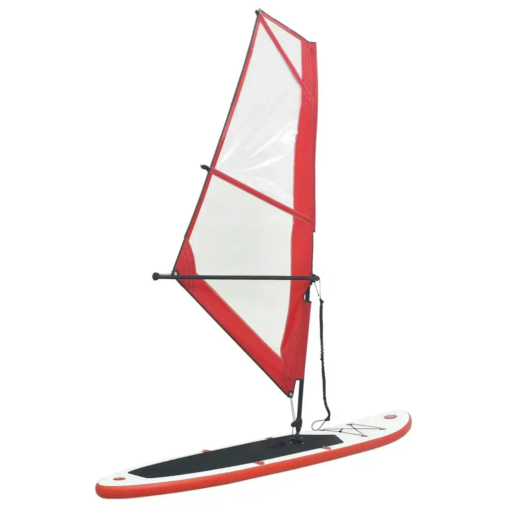 Inflatable Stand Up Paddleboard with Sail Set Red and White 92209