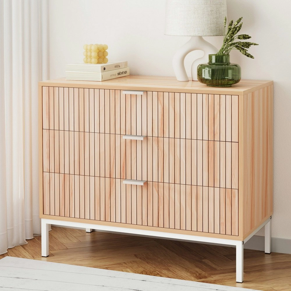 Artiss 3 Chest of Drawers - LURA Pine