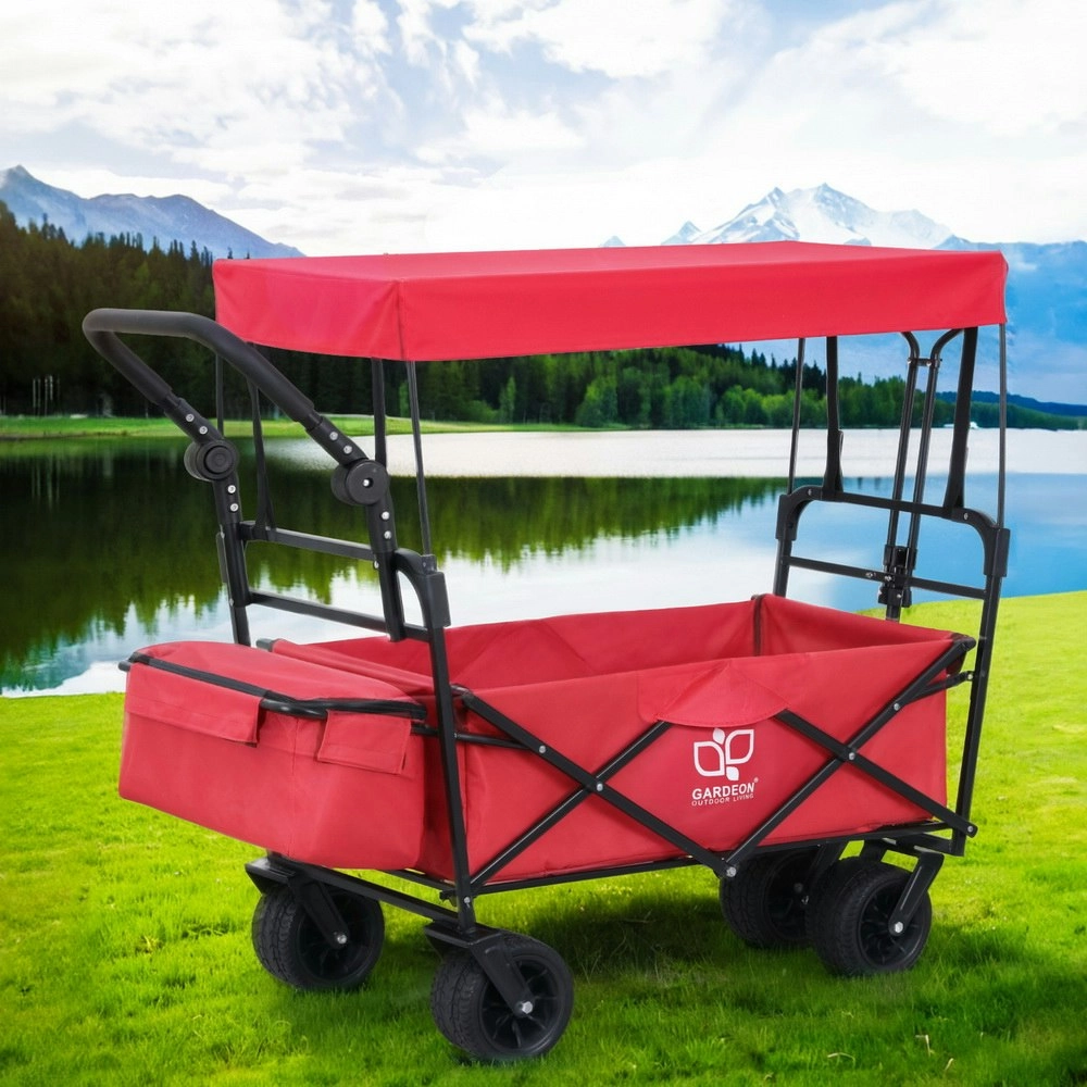 Gardeon Garden Cart with Removable Canopy Red