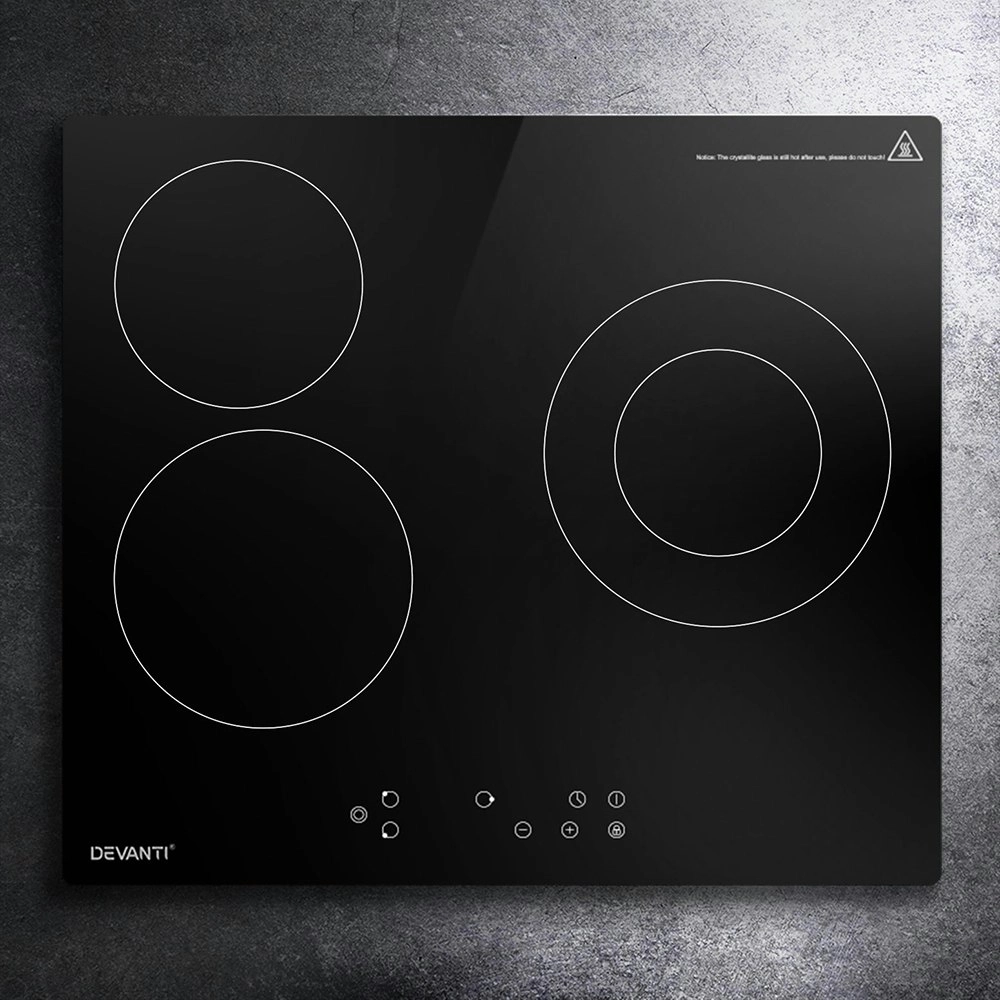 Devanti Electric Ceramic Cooktop 60cm Kitchen Cooker 4 Burner Hob Touch Control 5200W