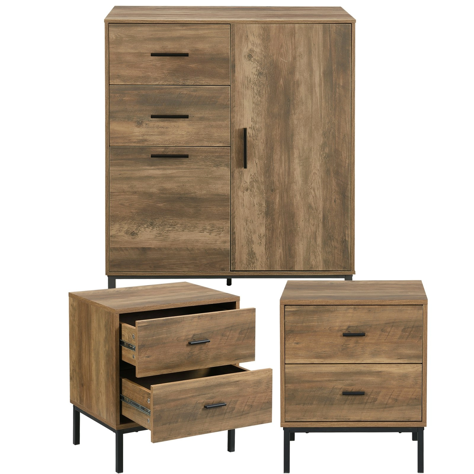 Bronx Bronx Wardrobe Chest Drawers and 2 Bedside Tables Drawers Bedroom Set