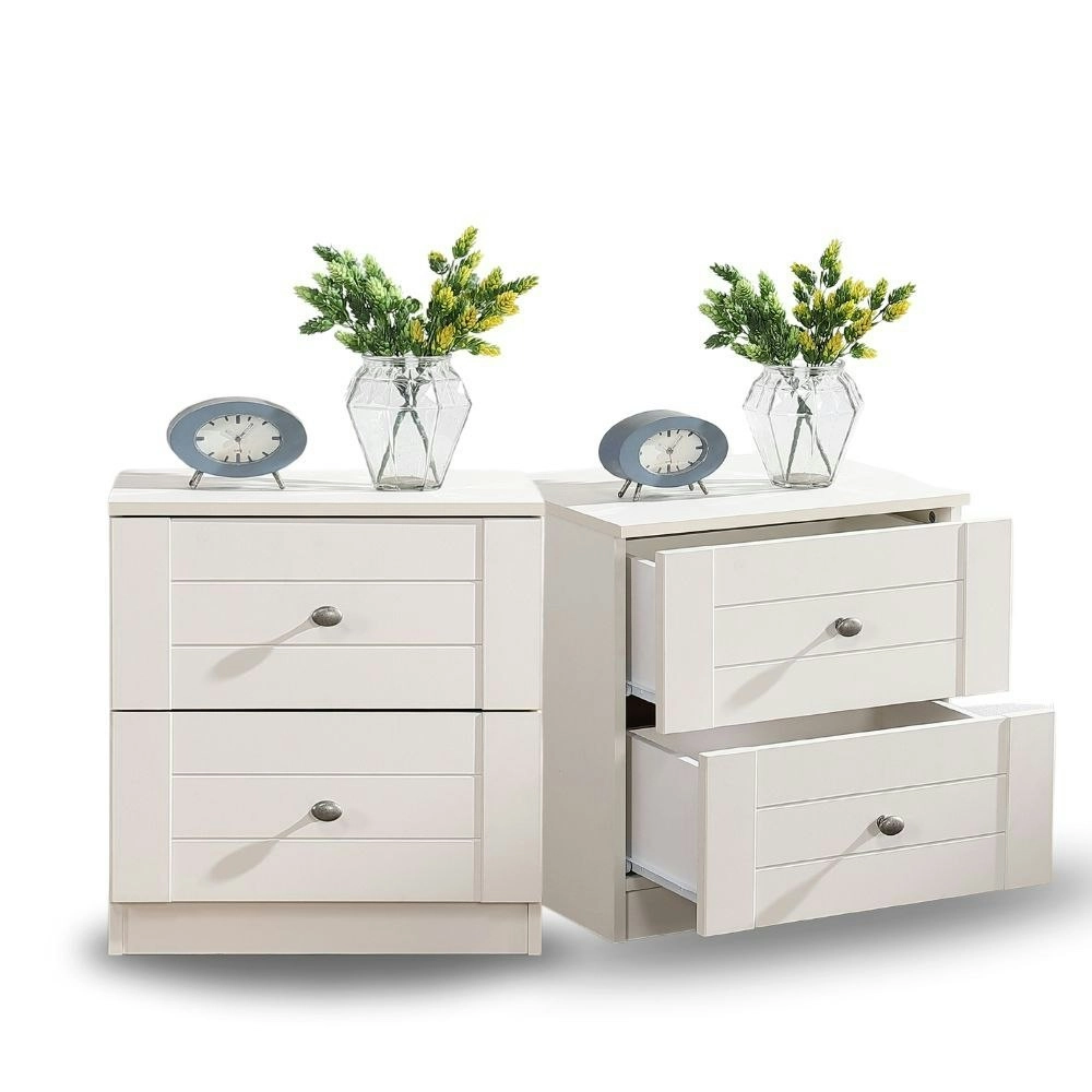 Harriet Cream Color Bedside Table Nightstand Set | Stylish Bedroom Furniture