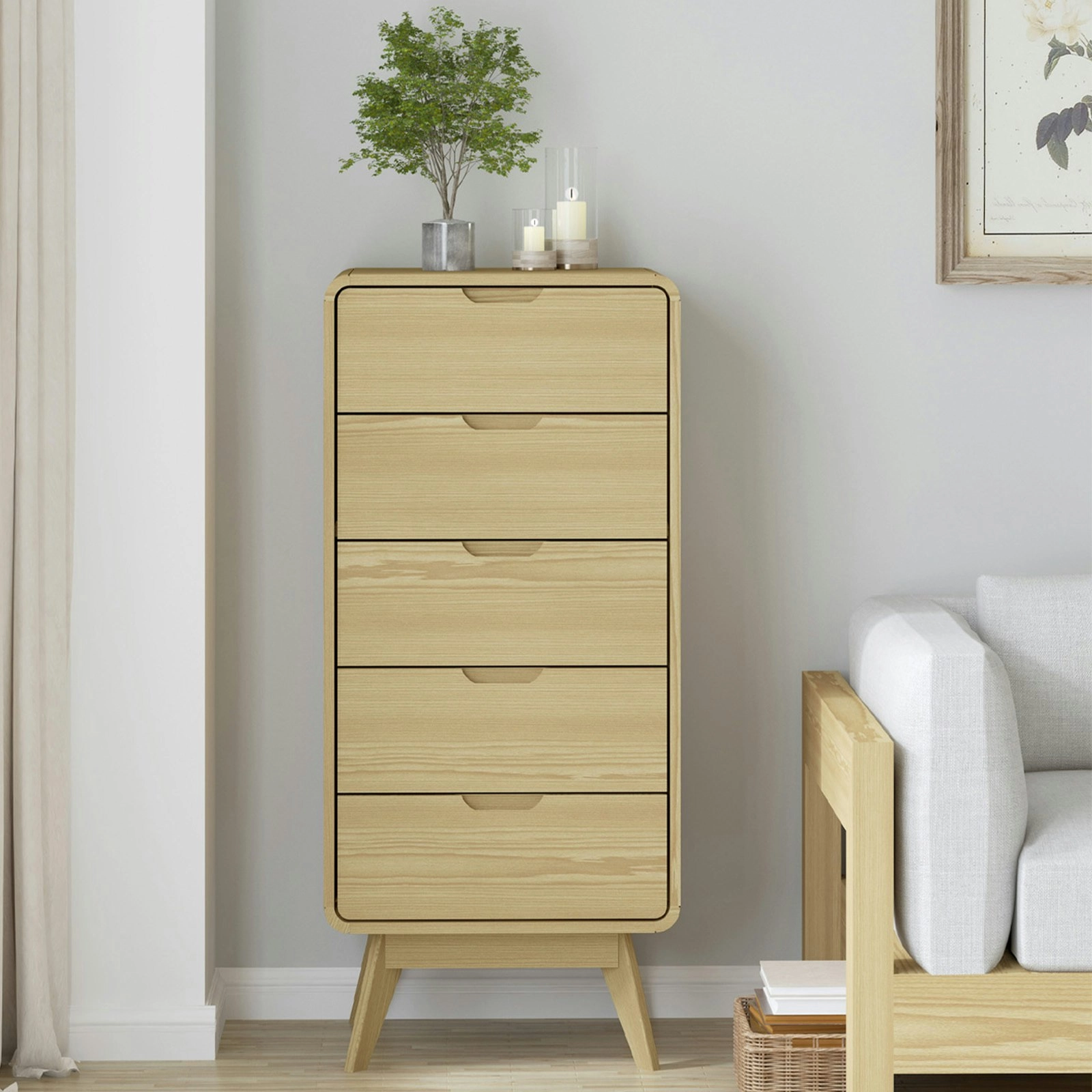 Oslo 5 Drawer Narrow Chest of Drawers | Stylish Vertical Storage Solution for Bedrooms