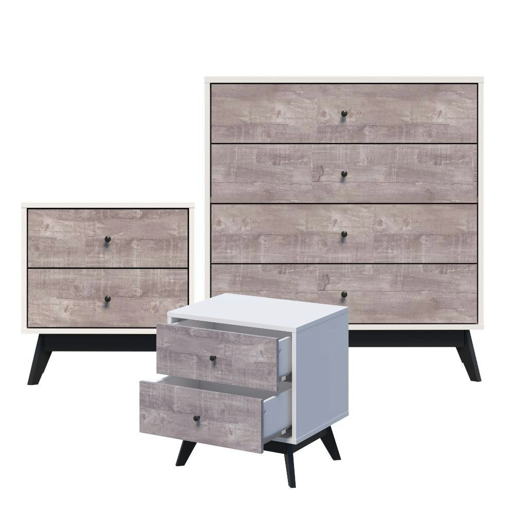 Bella 4 Chest of drawers,2 set of bedside table Bedroom Set furniture