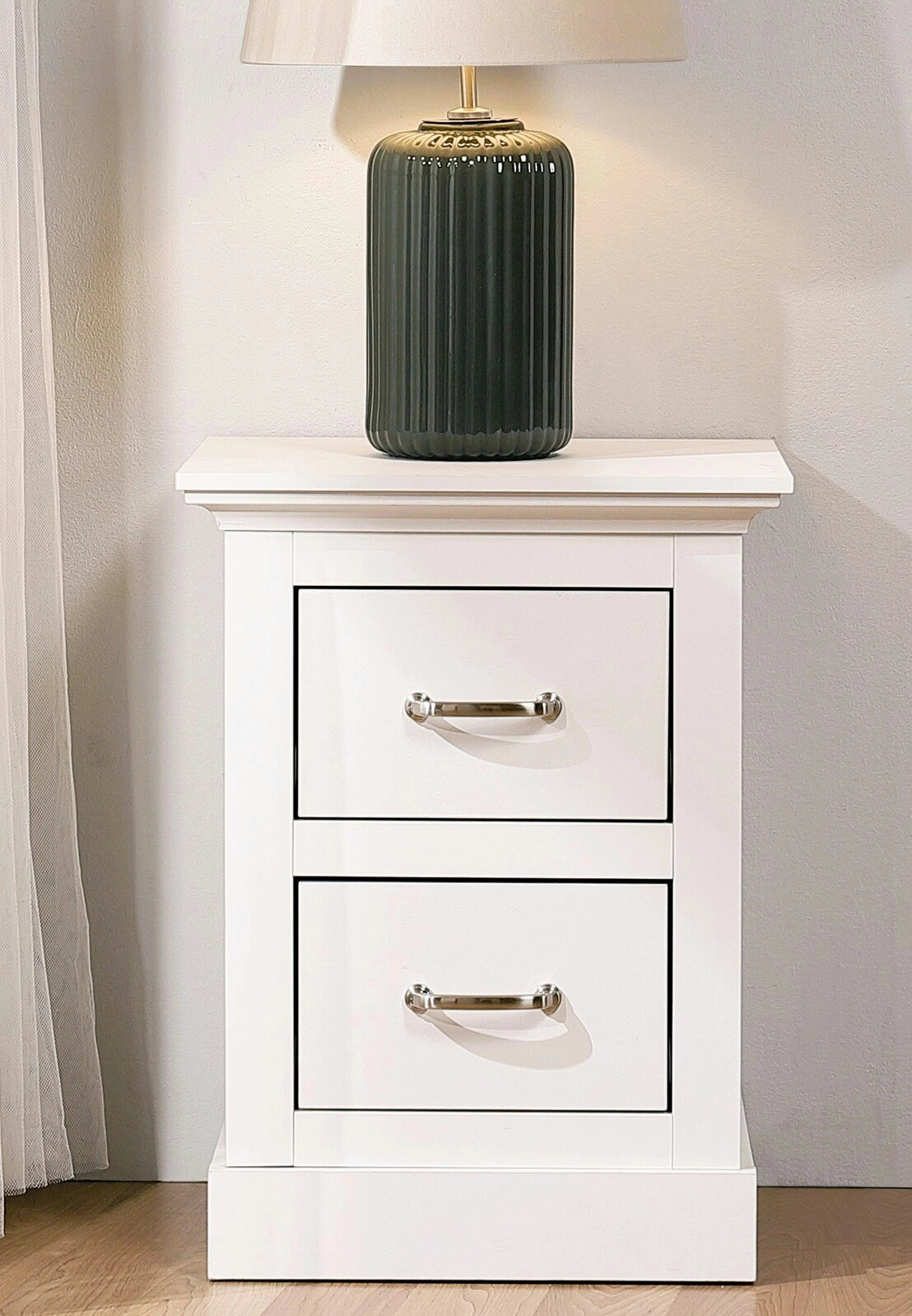 Ashford White 2 Drawer Bedside Table  Elegant Storage Solution for Your Bedroom