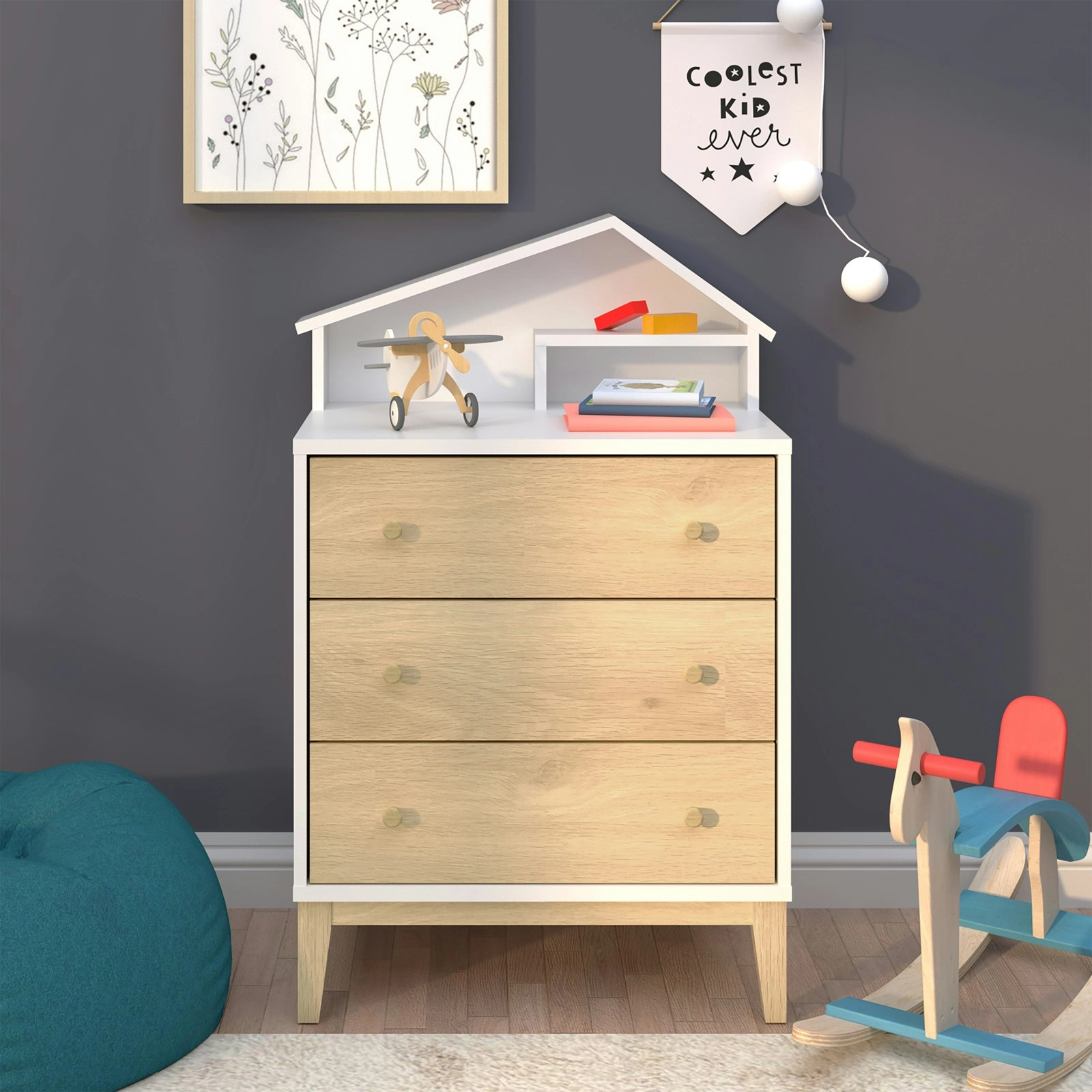 House Kid Chest of 3 Drawers Children bedroom furniture