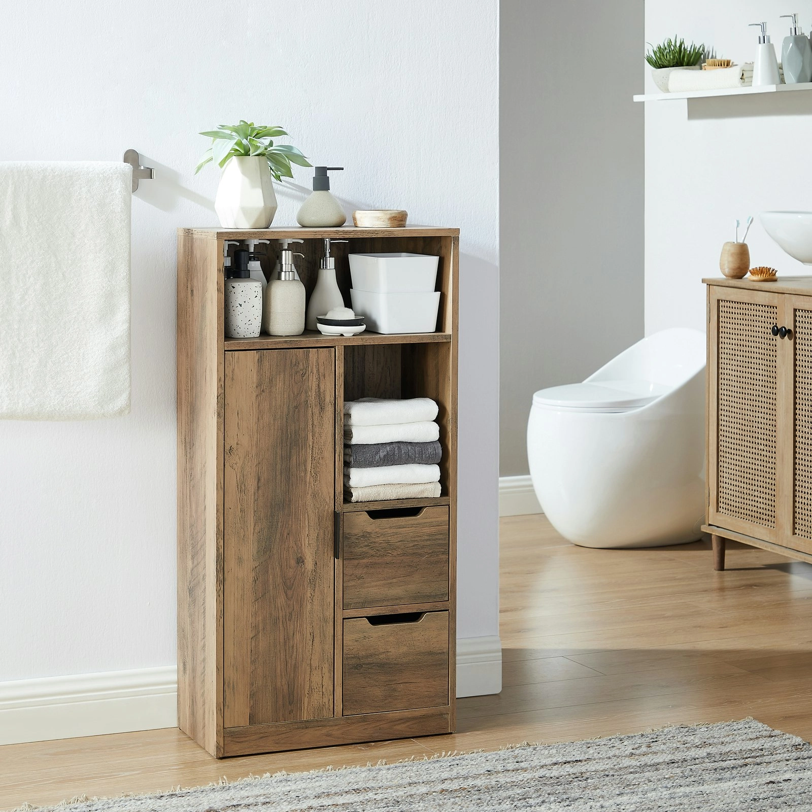 BRONX Bathroom Storage Cabinet 2 Storage Drawers 1 Door Cabinet