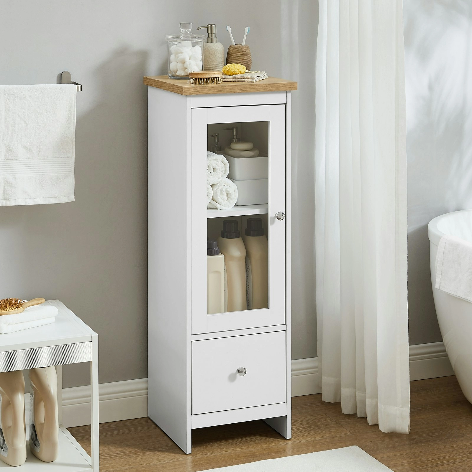 Clifton Glass Door Bathroom Cabinet | Durable Storage for Towels Toiletries