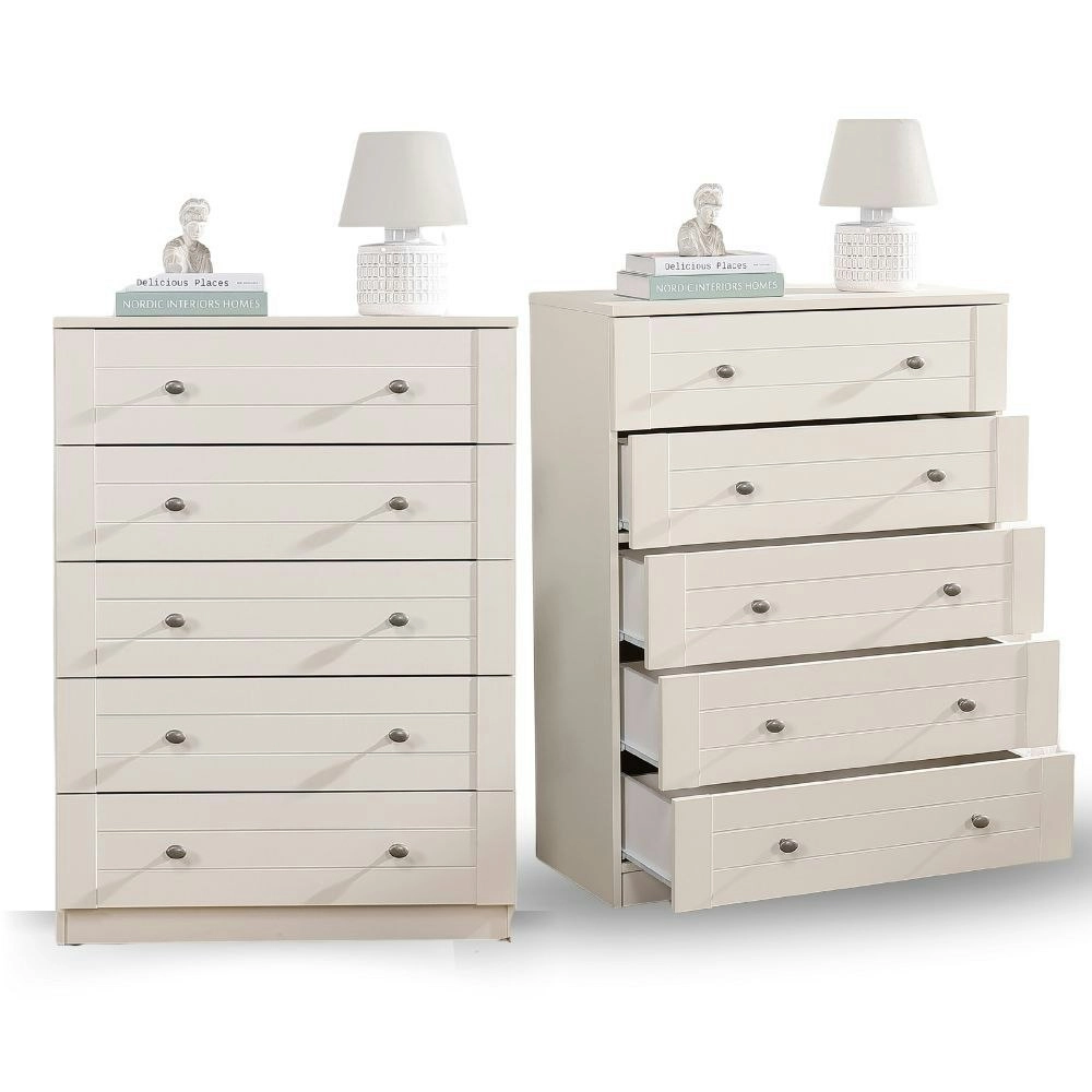 HARRIET 5 DRAWER TALLBOY -2Sets Cream color