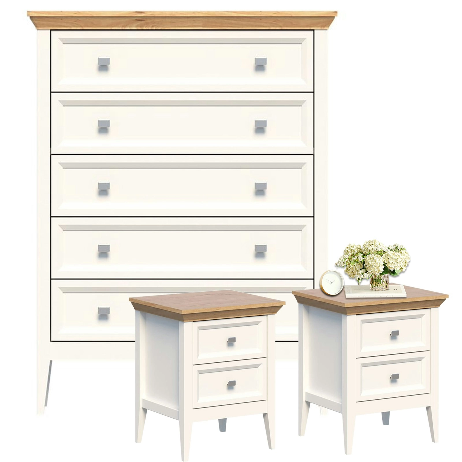 Coogee 5 Chest for Drawers 2 Drawer Bedside Table Set