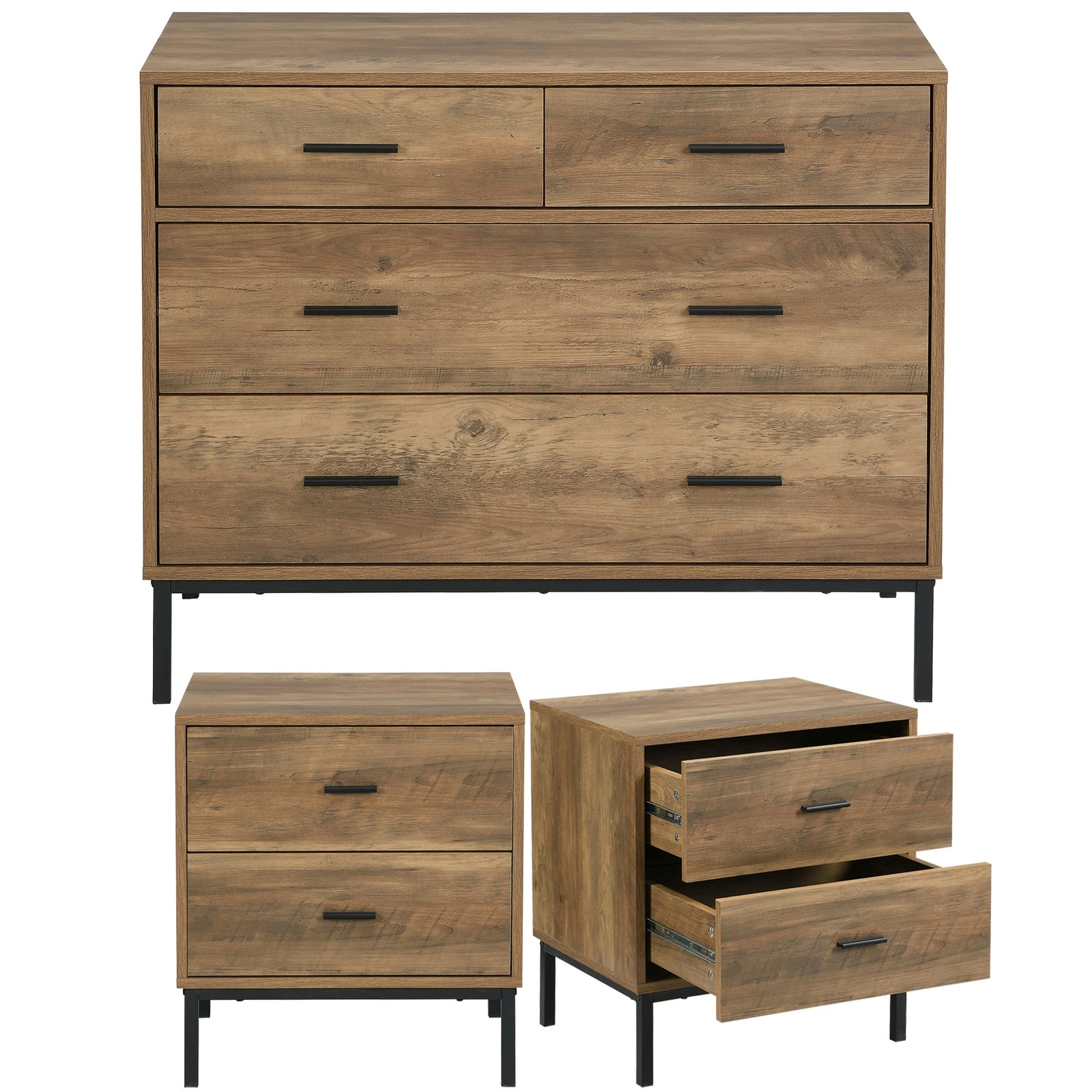 Bronx set Chest of 4 Drawers and 2 Bronx Bedside tables