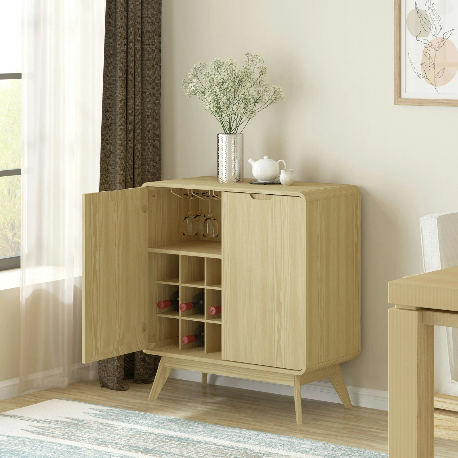 Scandinavian Elegance Two-Door Wine Cabinet