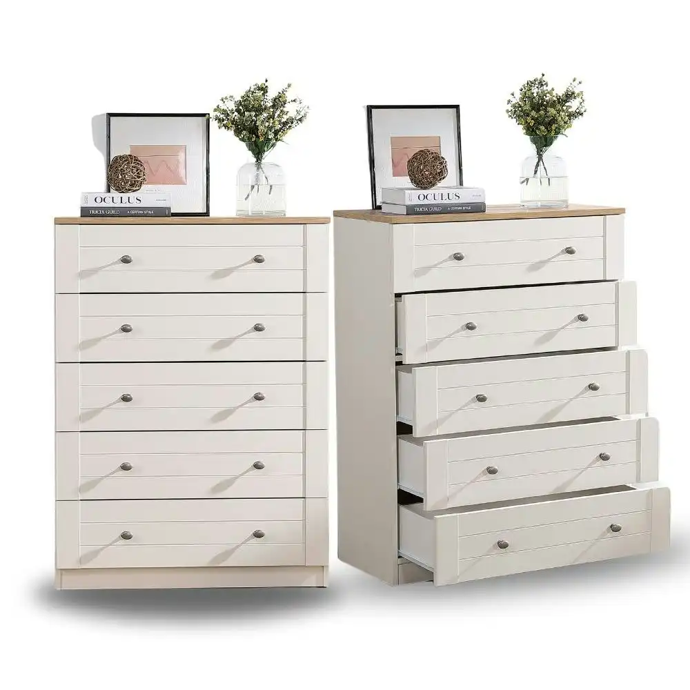 Cosmoliving 5 Chest of Drawers Dresser Tallboy Pine color x 2