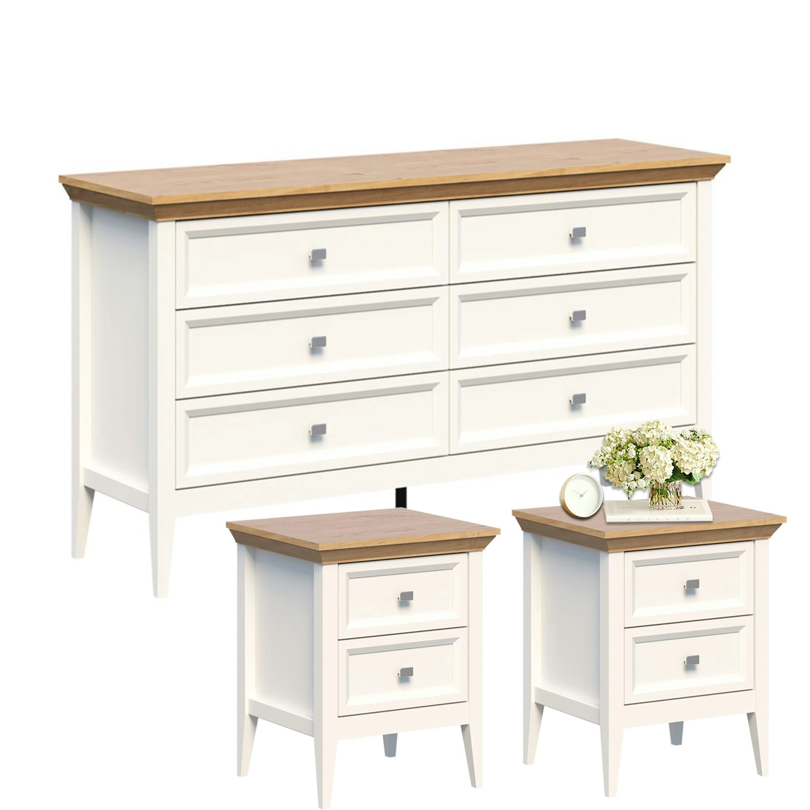 Coogee 6 Drawer Chest with 2 Matching Bedside Tables | Complete Bedroom Storage Solution