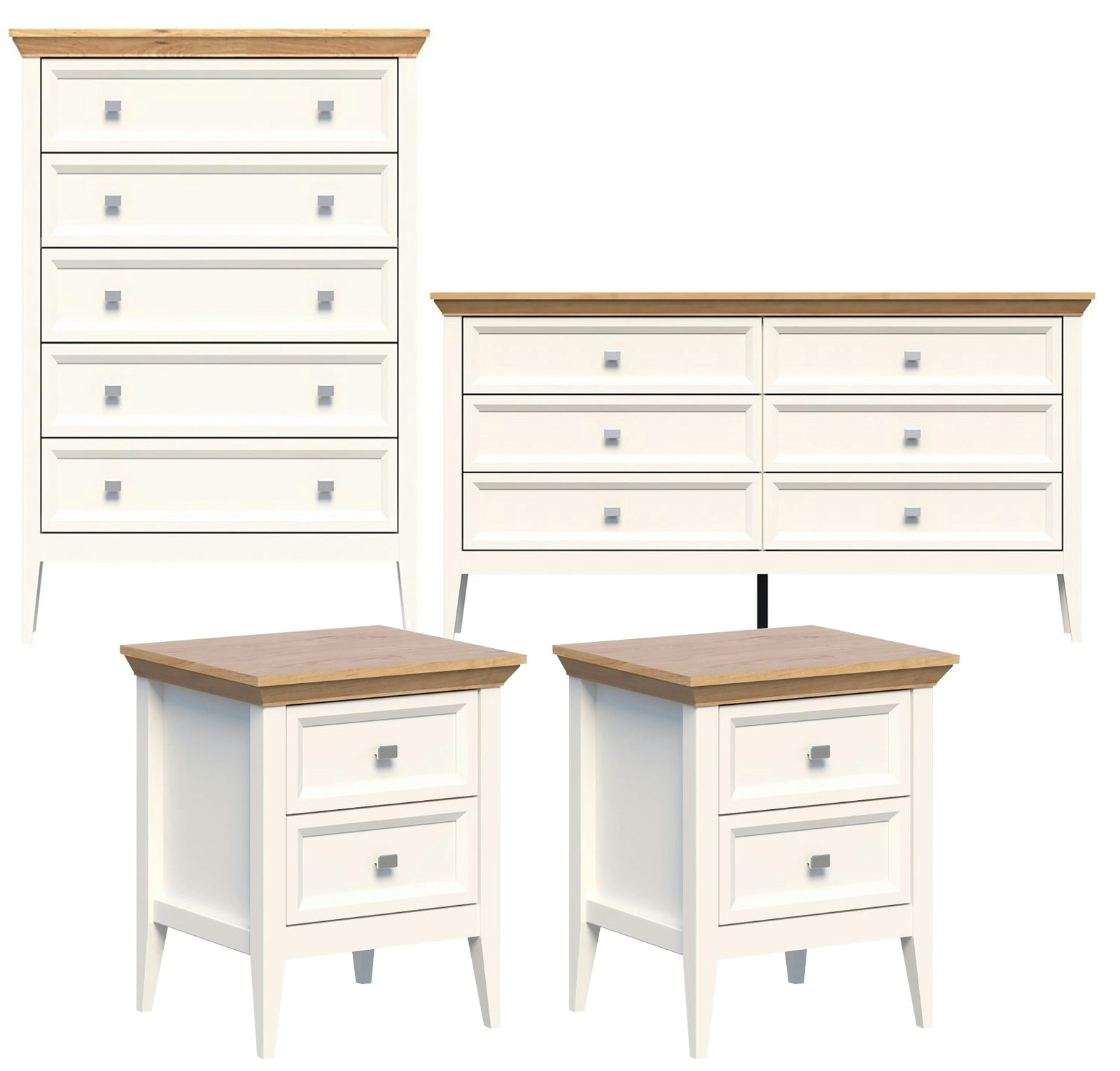 Cosmoliving Coogee 6 Chest Tallboy Dresser + 5 Chest of Drawers + Bedside Table Set