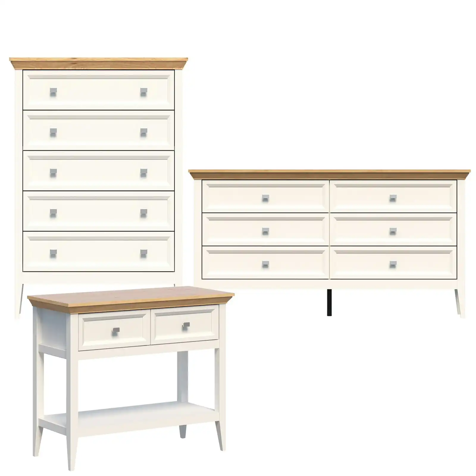 Cosmoliving 5 Chest of Drawers + 6 Chest Tallboy Dresser + Console Table