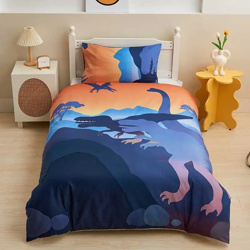 100% Cotton Dinosaur Pattern Kids Children Quilt Doona Duvet Cover Set