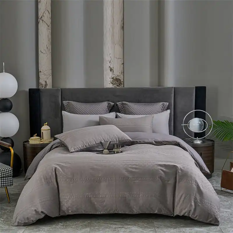 100% Cotton Waffle Jacquard Quilt Doona Duvet Cover Set Dark Grey