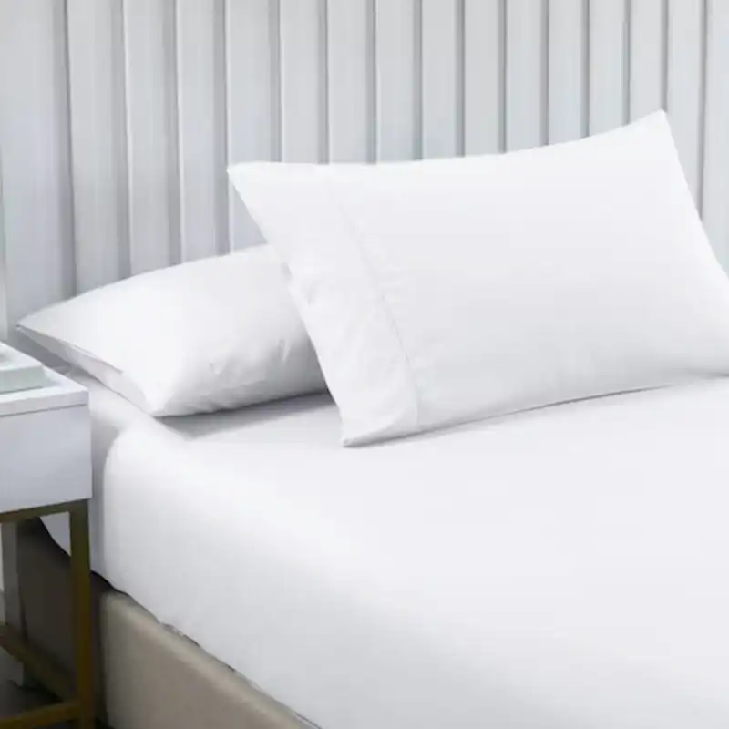 100% Bamboo White Fitted Sheet & Two Matching Pillowcases