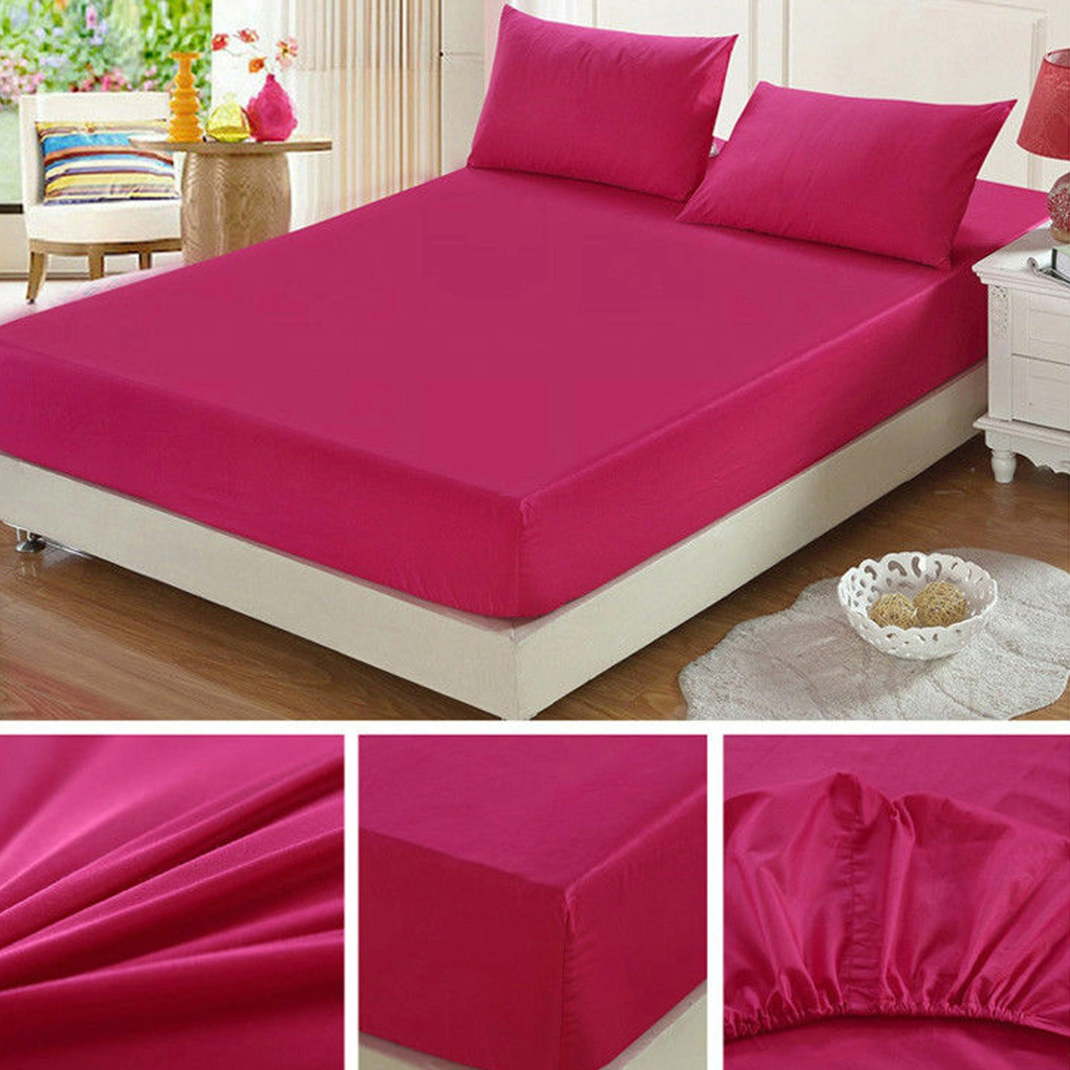 350TC Silky Feel Tencel Lyocell Fitted Sheet Hotpink