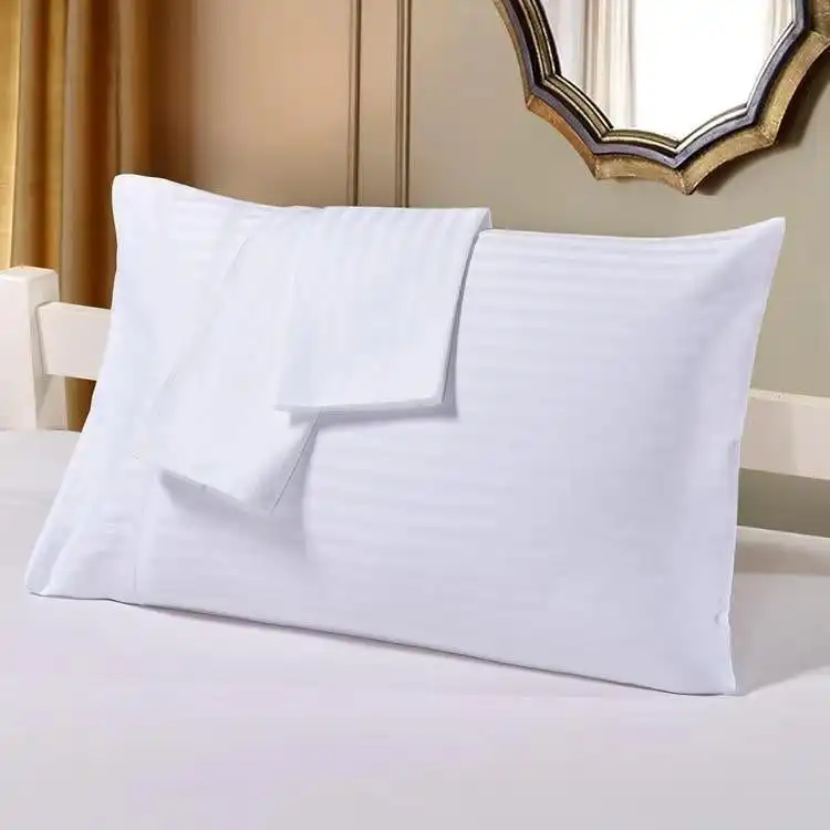 10pcs 500tc Cotton Sateen Striped White Pillow slips pillowcases