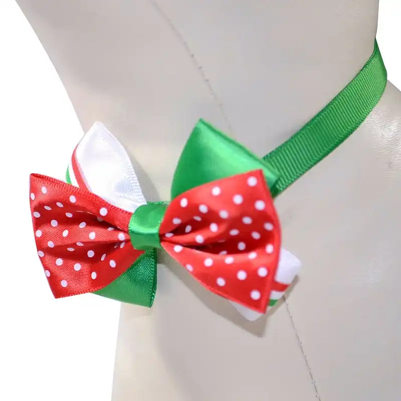 2 x Christmas Pet Dog Cat adjustable Necktie Wedding Party Handmade Collar Bowtie E