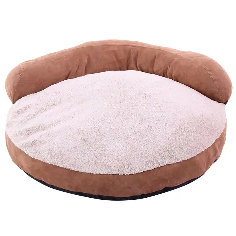 Dog Bed Sofa Soft Warm Cozy Cushioned Plush Fleece Dog Bed Sofa Brown