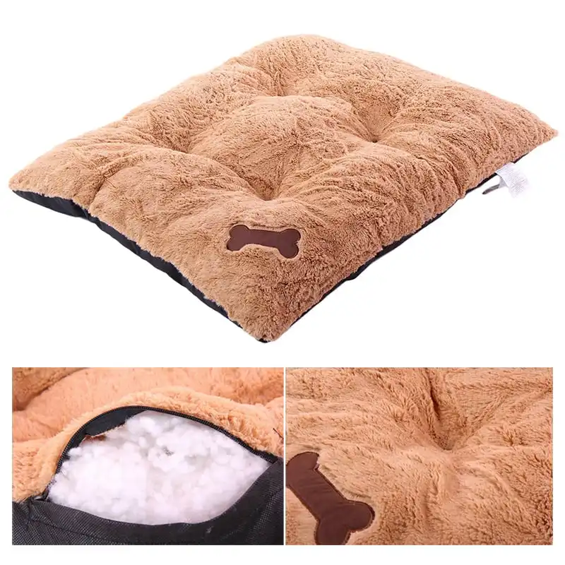 Super Soft Dog Bed Mat Cushion Tufted Fleece Dog Floor Mat Pad Sandy Brown