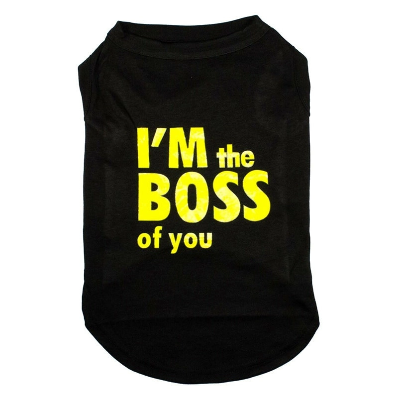 Premium Quality Cotton Dog T-shirt singlet vest Boss Print Black M L XL