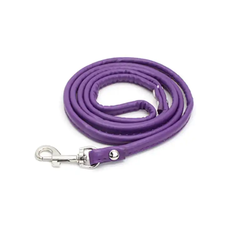 2 x Small Dog PU leather Leads Pup Pet Leashes Purple