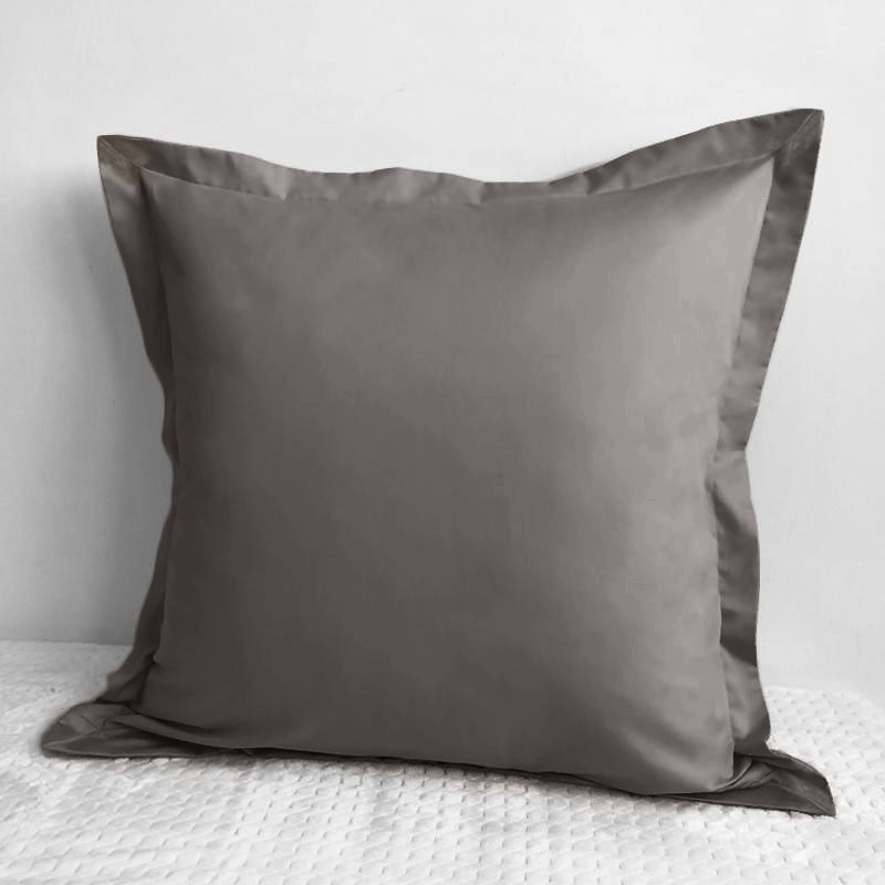 A Pair of 100% Cotton 650tc Sateen Steel Grey European Covers 65x65cm+5cm