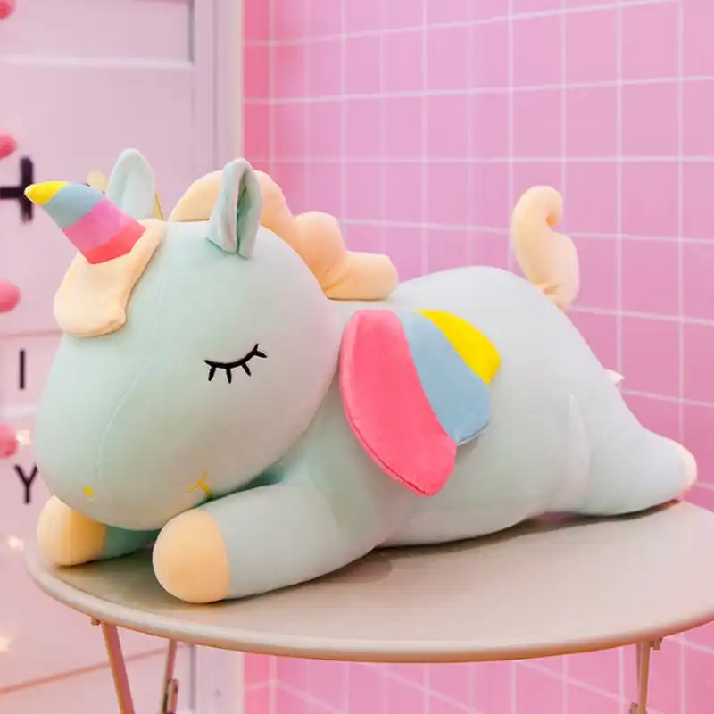 Sleep Unicorn Coral Fleece Large Plush Toys 80cm Green