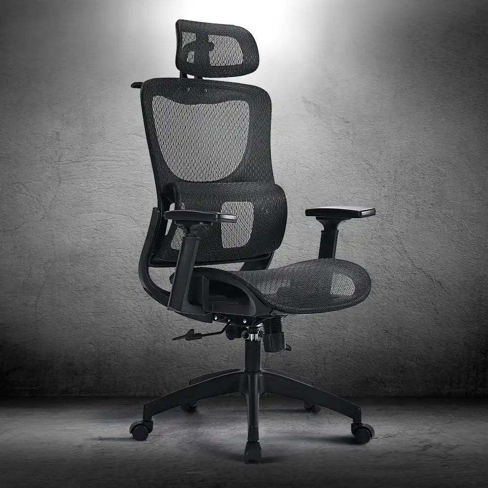 Furb Ergonomic Office Chair Mesh Computer Desk Chair Tilt Fabric Seat Black