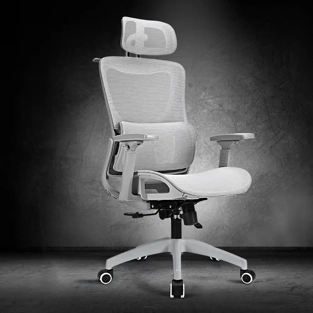 Furb Ergonomic Office Chair Mesh Computer Desk Chair Tilt Fabric Seat Grey