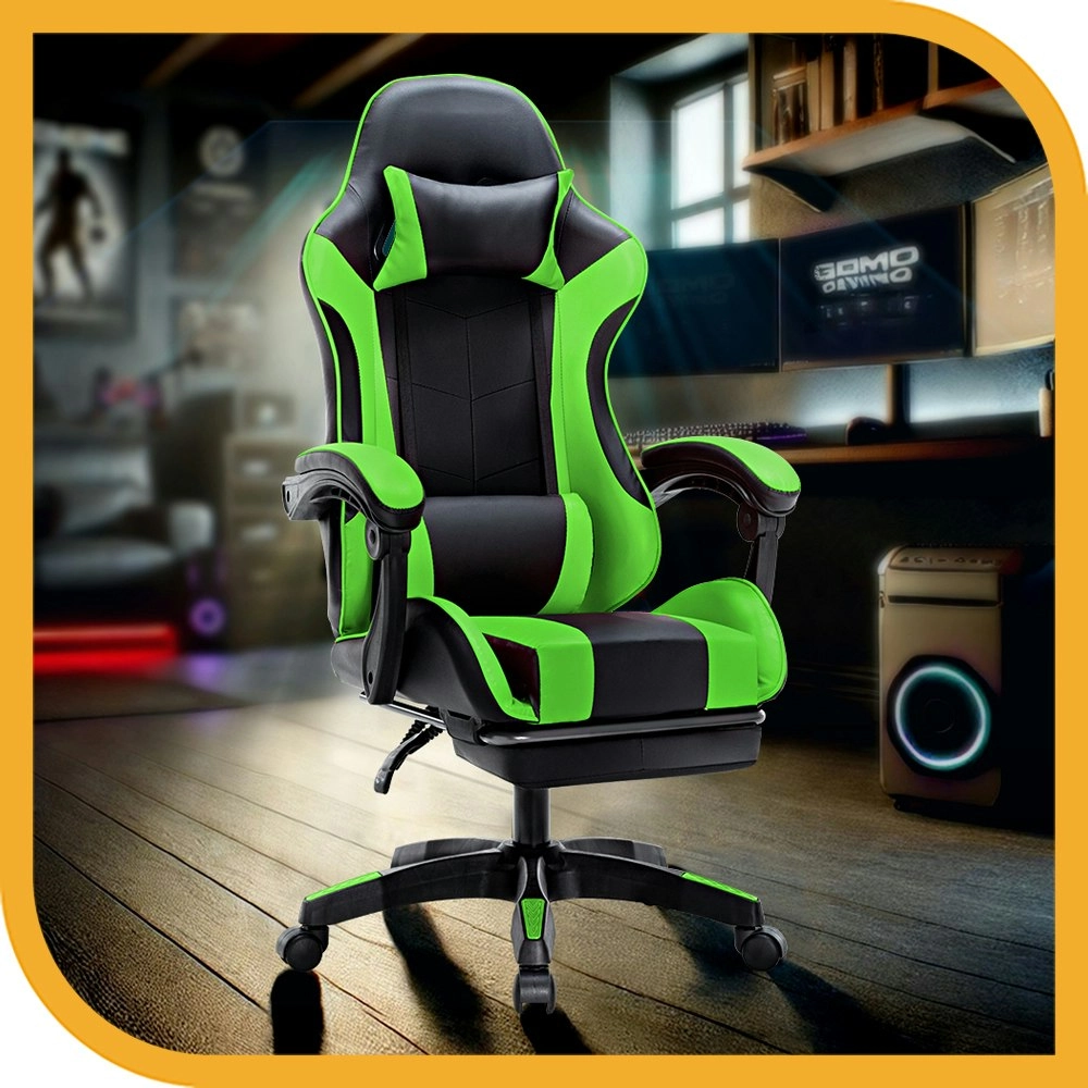 Furb Gaming Office Chair PU Leather Executive Computer Seat with Footrest,Green