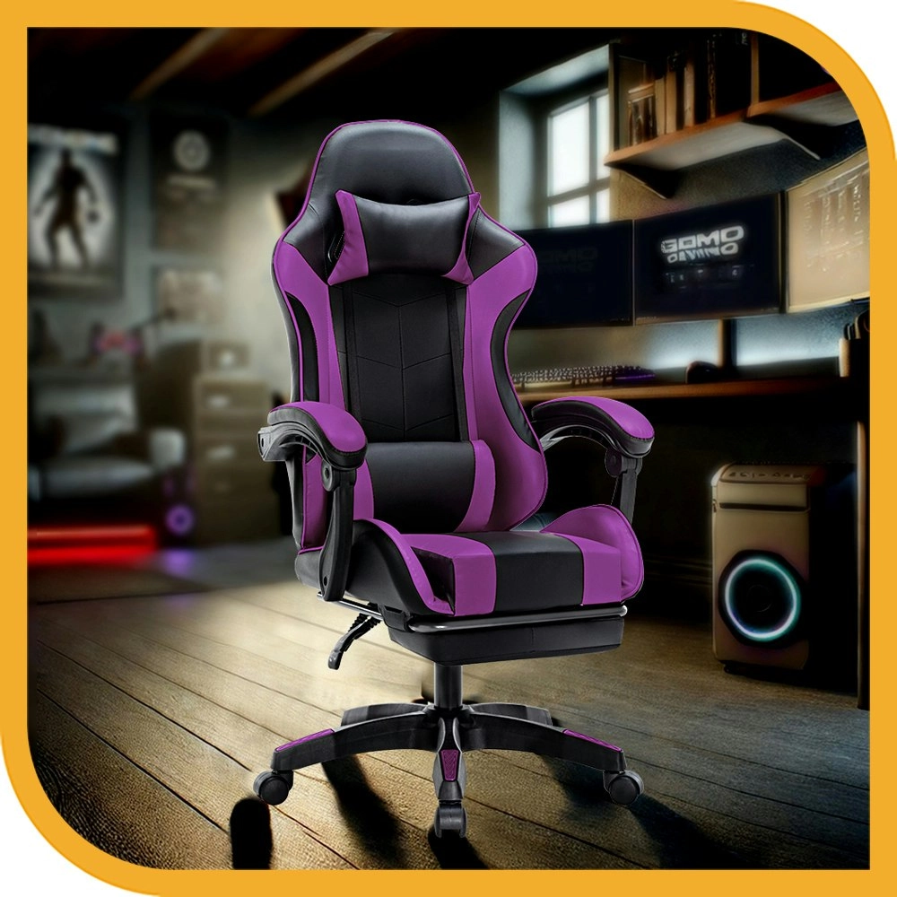 Furb Gaming Office Chair PU Leather Executive Computer Seat with Footrest,Purple