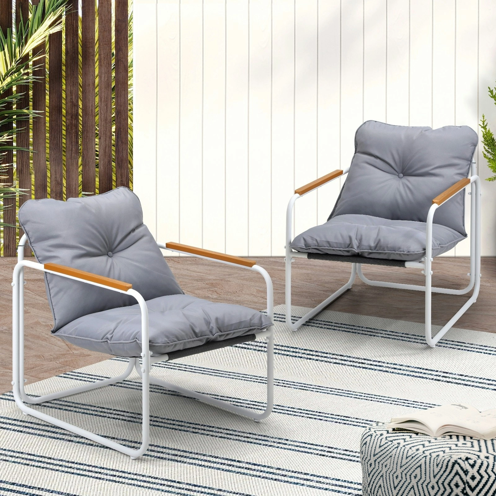 Livsip Outdoor Chairs Furniture Setting Garden Patio Armchair Lounge Sofa White