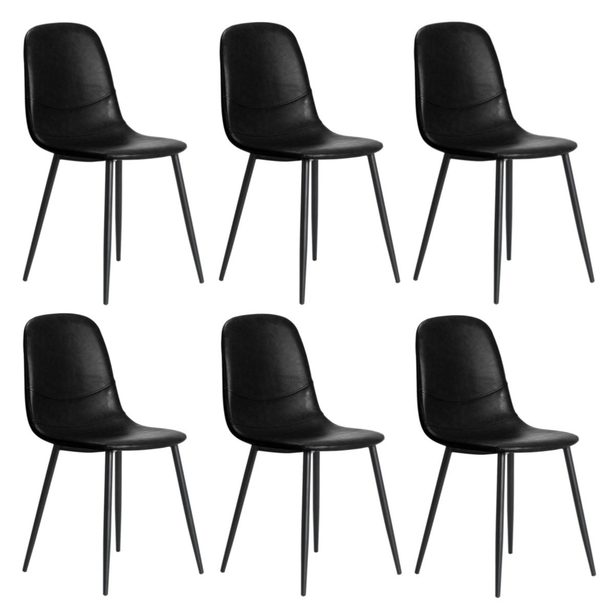 Oikiture 6x Dining Chairs Kitchen Accent Chair Lounge Room PU Leather Black