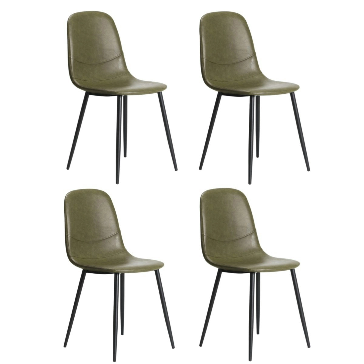 Oikiture 4x Dining Chairs Kitchen Accent Chair Lounge Room PU Leather Green