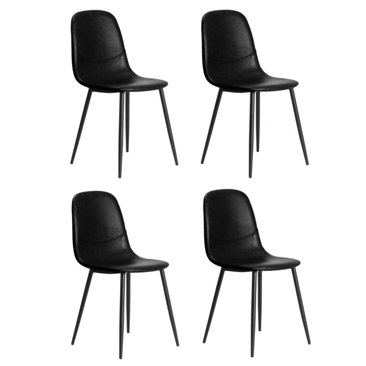 Oikiture 4x Dining Chairs Kitchen Accent Chair Lounge Room PU Leather Black