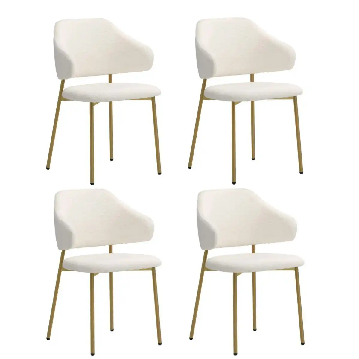 Oikiture 4x Dining Chair Accent Chairs Armchair Tub Armchairs Sherpa Gold&White