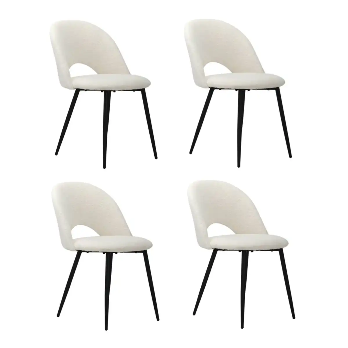 Oikiture 4PCS Dining Chairs Accent Chair Armchair Sherpa White