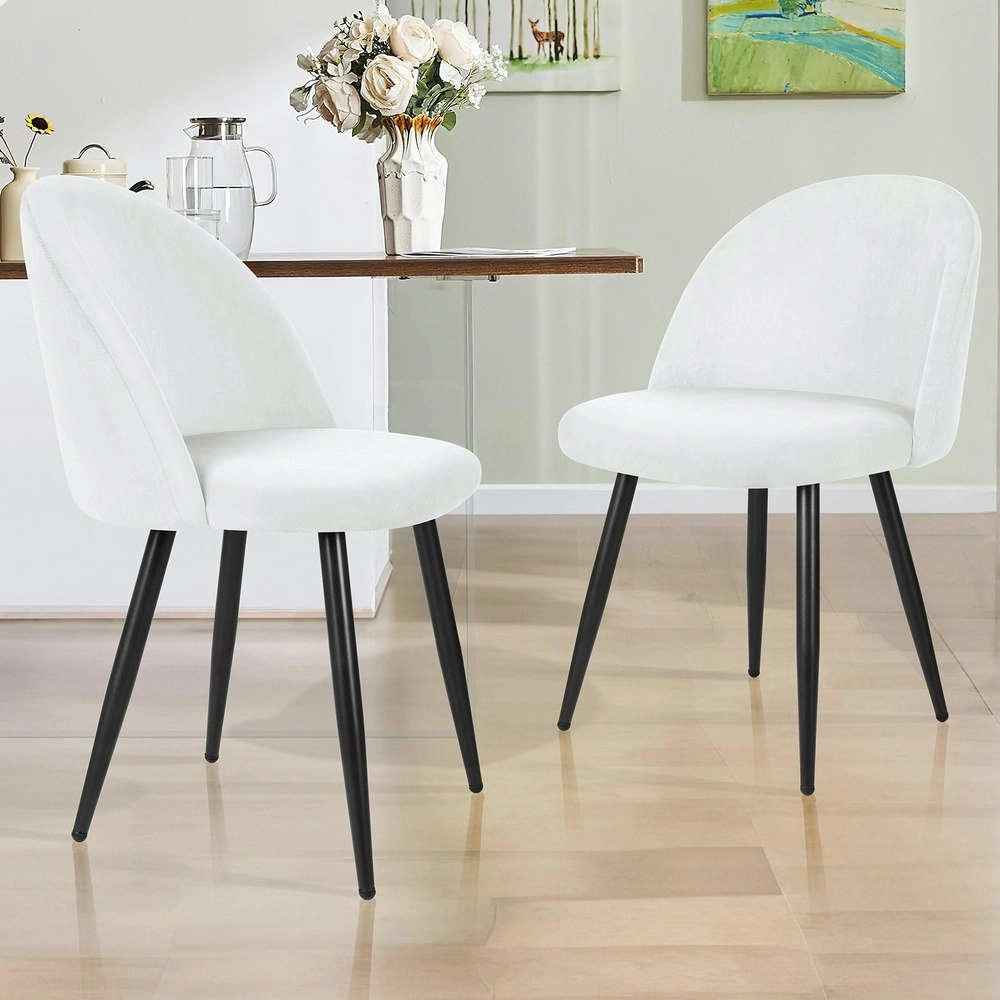 Alfordson 2x Dining Chairs Velvet White