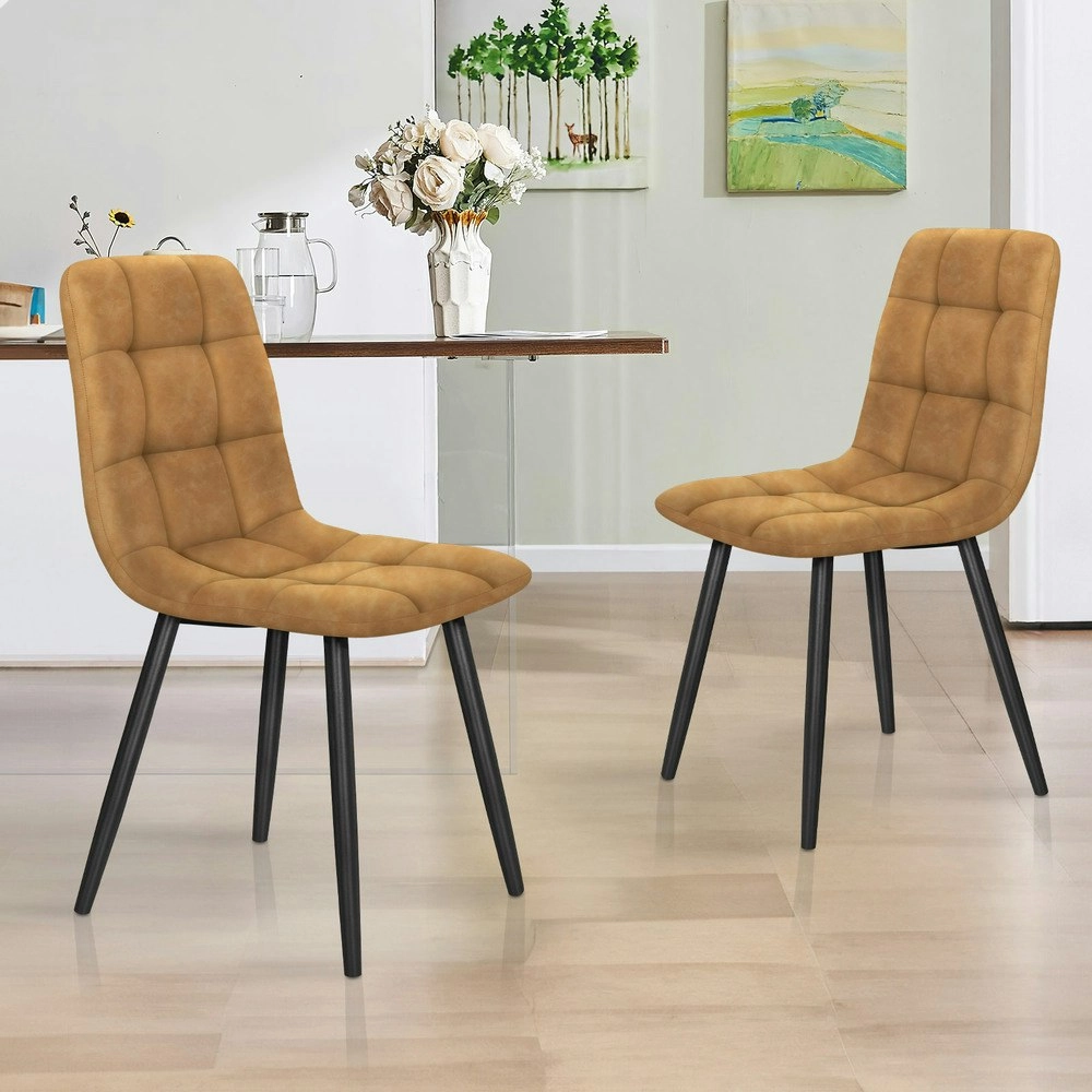 Alfordson 4x Dining Chair Retro PU Faux Leather Brown