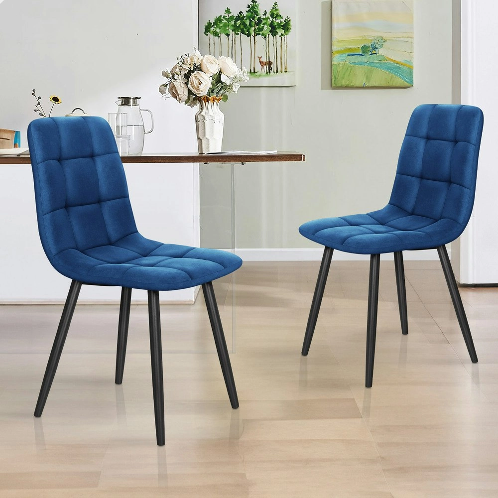 Alfordson 4x Dining Chair Elegant Seat Retro Velvet Blue