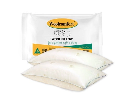 Woolcomfort Aus Made Natural Health Wool Pillow Twin Pack